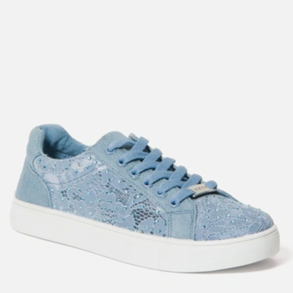 Bebe Sport Sneakers Lace Rhinestone Embellished Casual Shoes 7